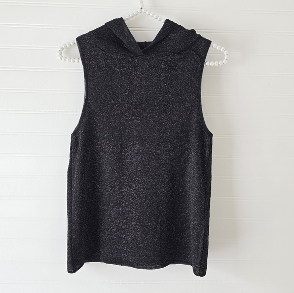 NWT Pilcro Anthropologie Metallic Hooded Sleeveless Sweater Top Small - Picture 3 of 7